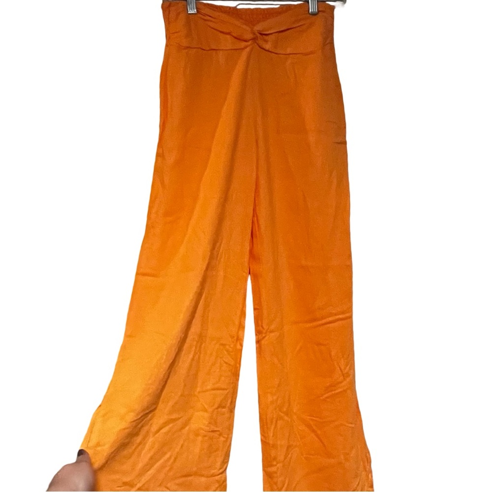 NWOT Orange Ban Jara‎ Linen Blend Wide Leg Flare Pants Women's Size Small